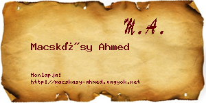 Macskásy Ahmed névjegykártya